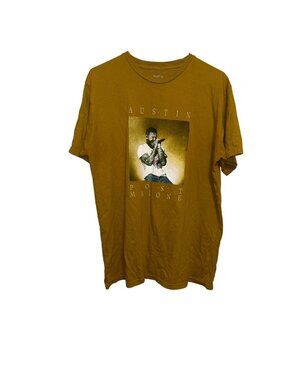 Post Malone 2023 Tour Merch T-Shirt Mustard Yellow Graphic Tee Size L USA Made